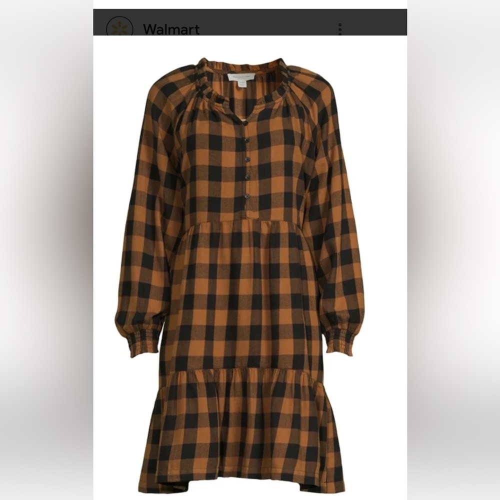 Beach lunch lounge collection. NWT. Black and brown plaid. Cotton. Large.